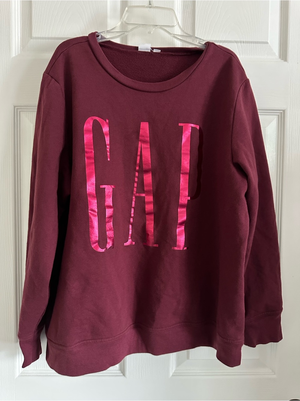 GAP Maroon Sweatshirt with Hot Pink Shiny Logo